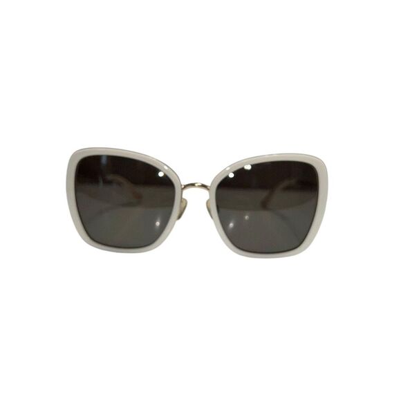Amelia E. Gaya Sunglasses‎ White Gold Metal Bold Chic Classic Square 54-18-140